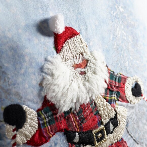 🎄 NWT World Market Snow Skiing Santa Throw Pillow 18\